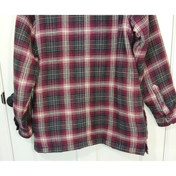 Pre-Owned Puritan Men's M Red Plaid Flannel Fleece Hooded Jacket 100% Cotton - Picture 7 of 16
